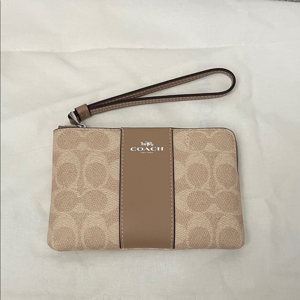 Coach Tan and Brown Wristlet